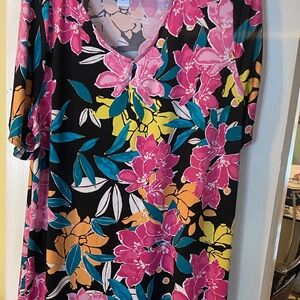 Ruby Rd. Pink and Yellow Floral Dress